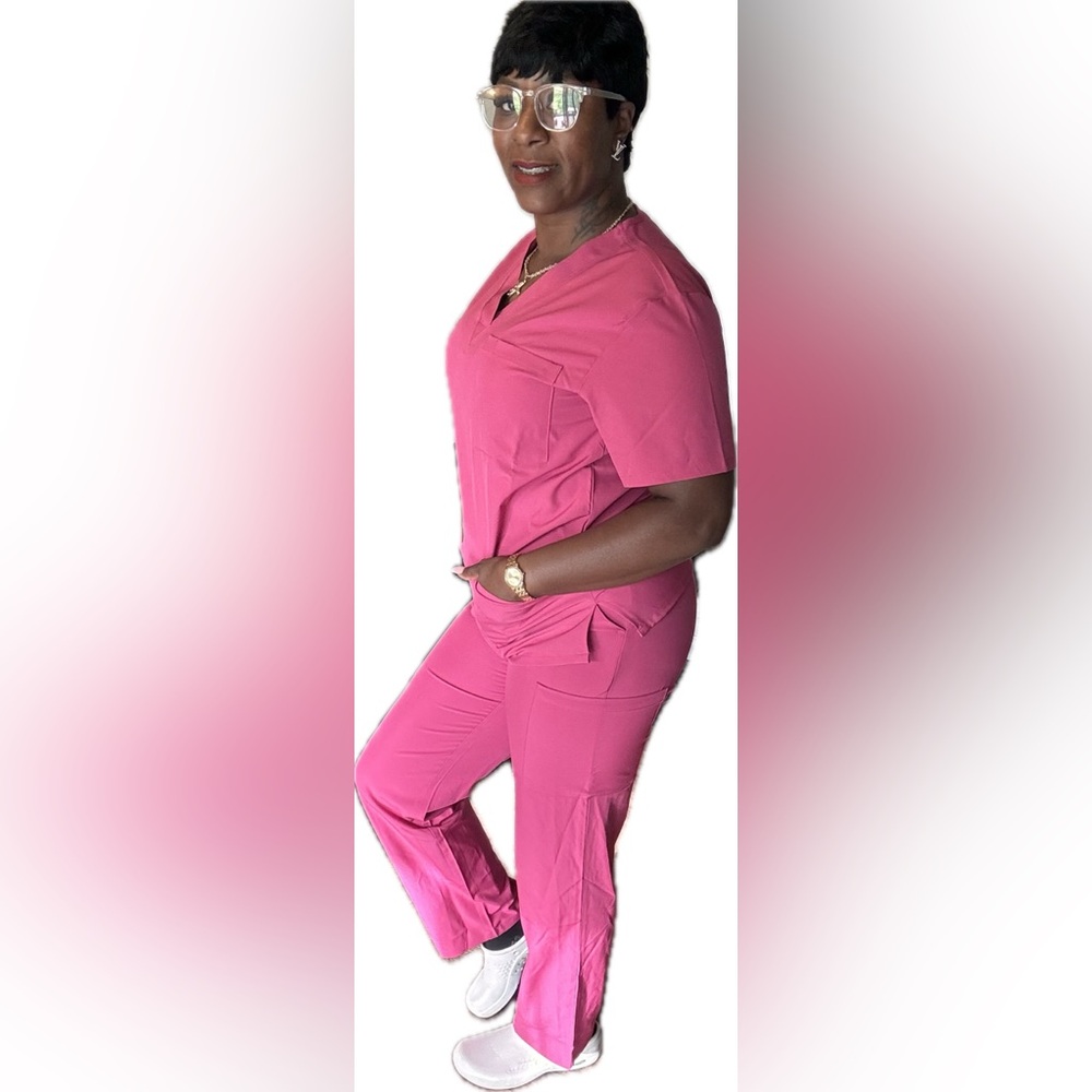 Fuchsia Unisex Stretch Scrub Set